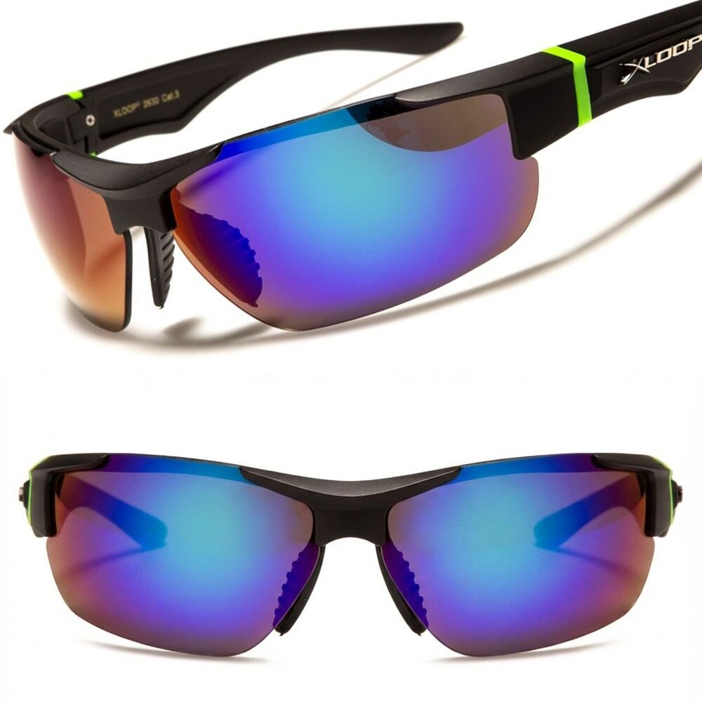 Athletic Sporty Golf Cycling Running Baseball Sunglasses Green Mirrored Lens